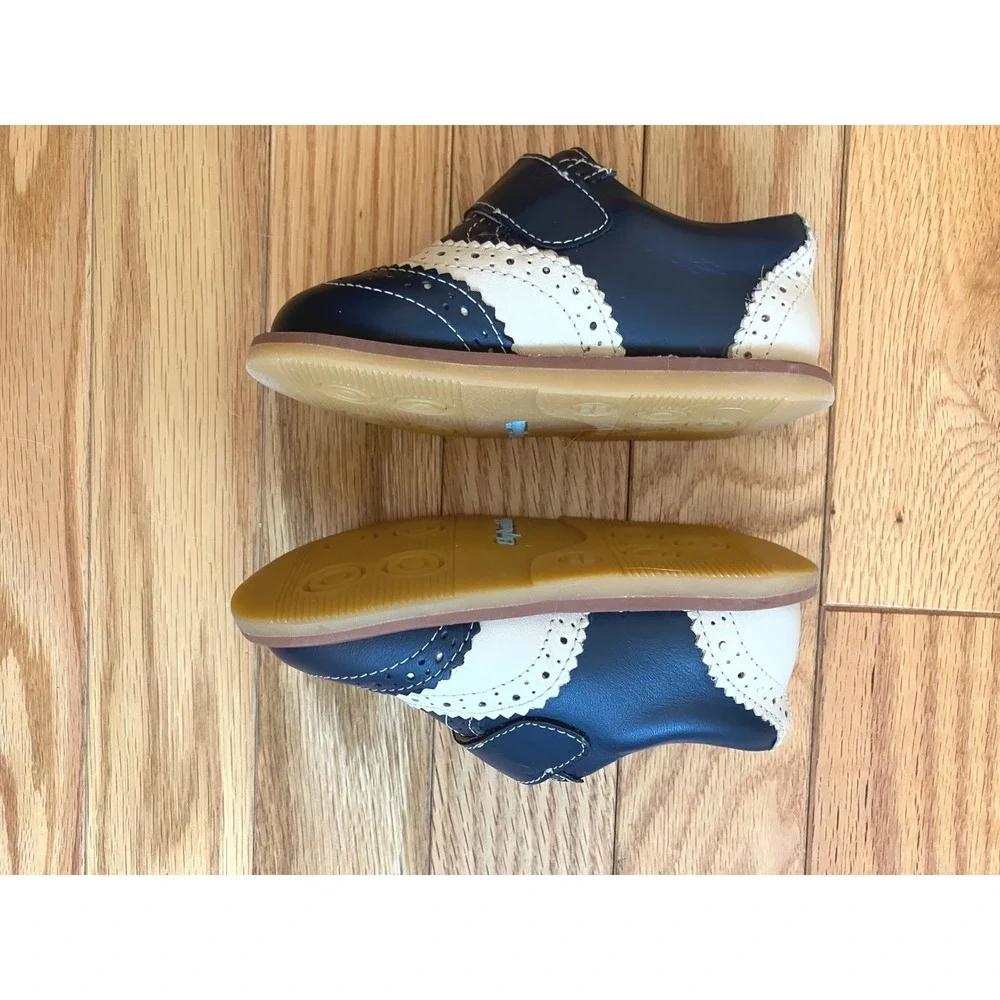 Elephantito Toddler‎ Navy White Leather Wingtip Oxford Spectator Shoes Size 6